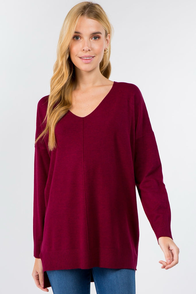 Easy Going Sweater Sale Peacocks & Pearls Heather Elderberry S/M