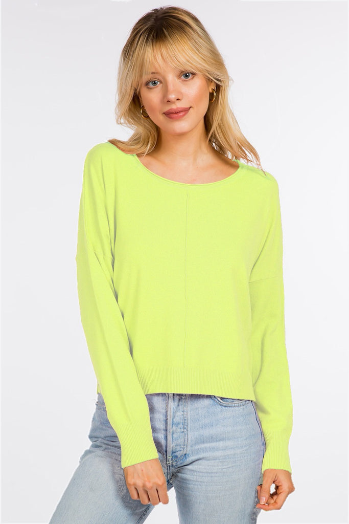 Just Relax Sweater Sale Peacocks & Pearls Heather Electric Yellow S/M
