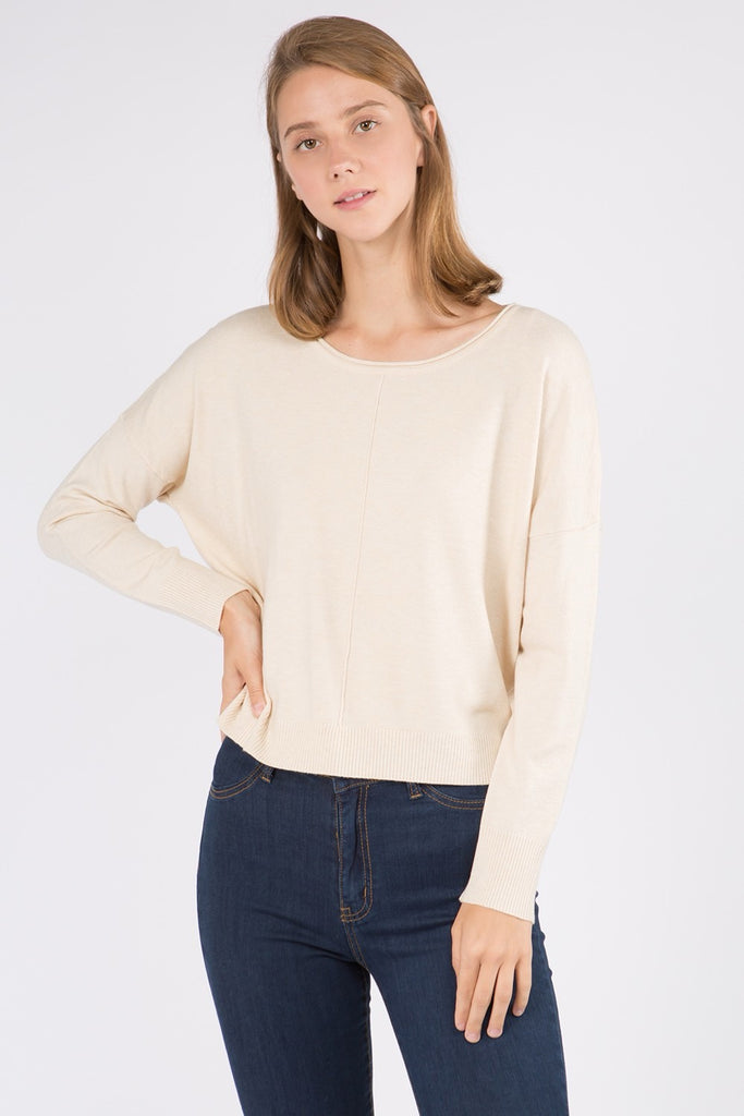 Just Relax Sweater Sale Peacocks & Pearls Heather Oatmeal S/M