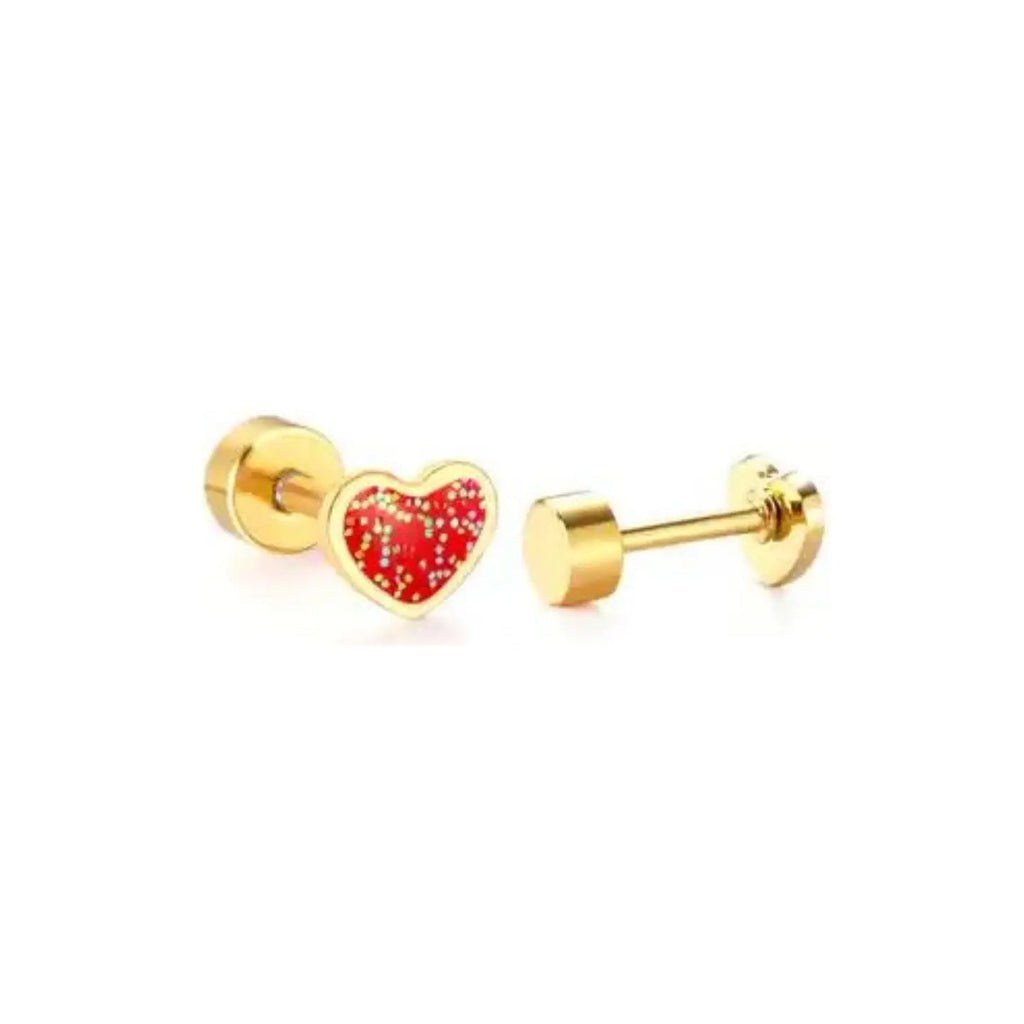 Stud Earrings Jewelry Peacocks & Pearls Red Heart  
