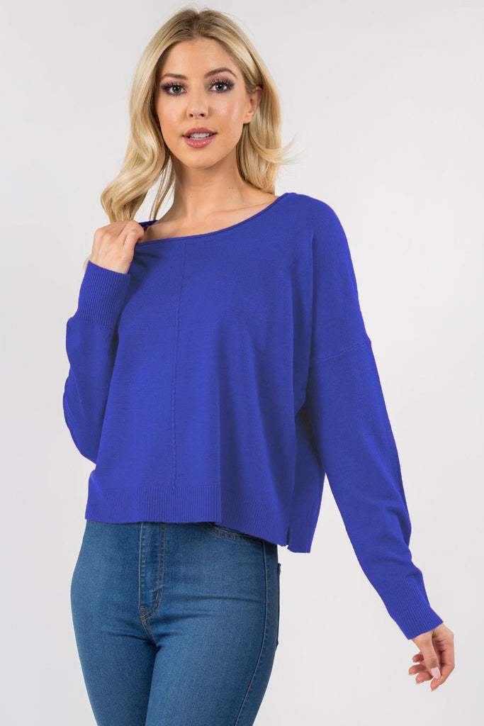 Just Relax Sweater Sale Peacocks & Pearls Royal S/M