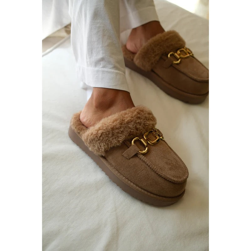 Davos Lounge Mule Shoes Peacocks & Pearls Taupe 6