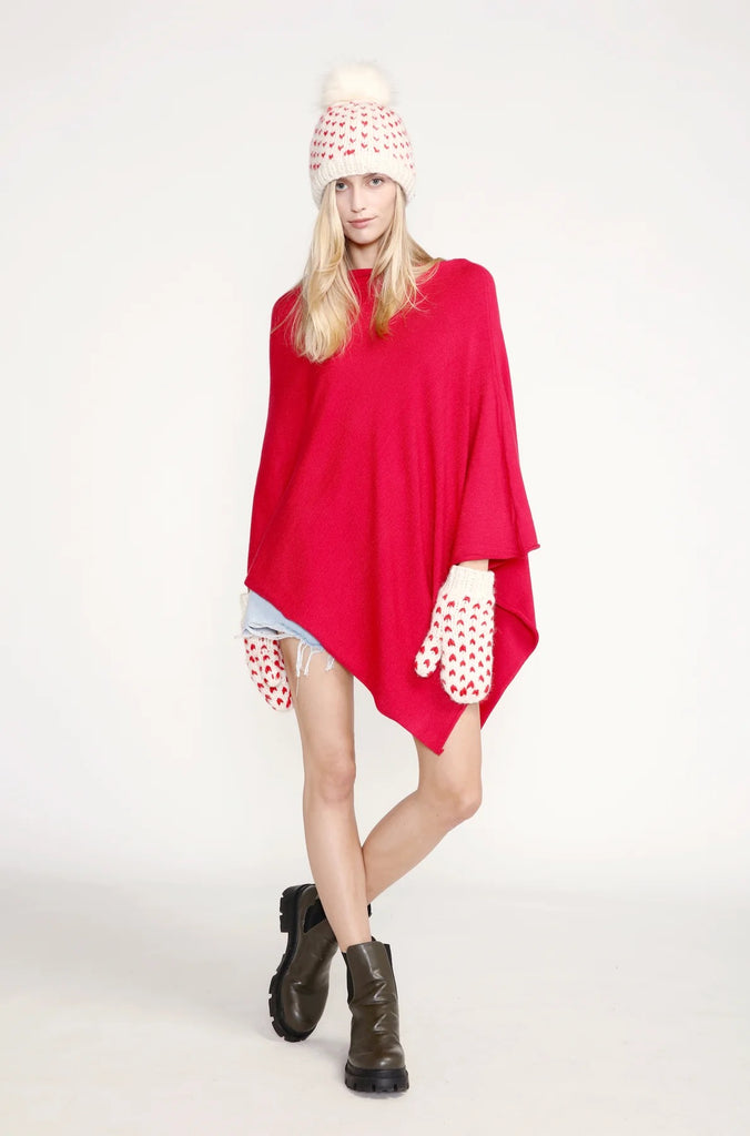 Basic Triangle Poncho Clothing Peacocks & Pearls Red One Size 