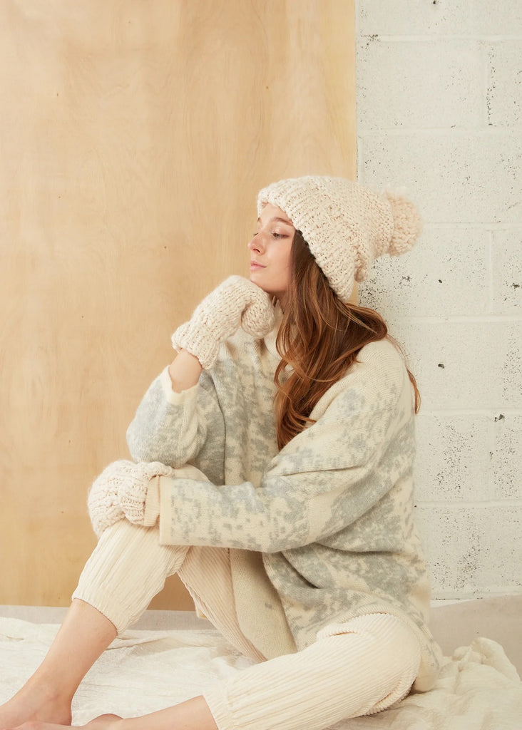 Yarn Pom Pom Hat Accessories Peacocks & Pearls Ivory  