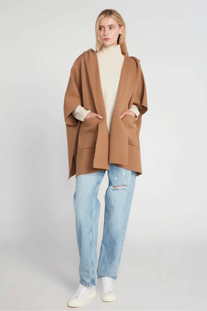 Hooded Cape Poncho Clothing Peacocks & Pearls Taupe One Size 