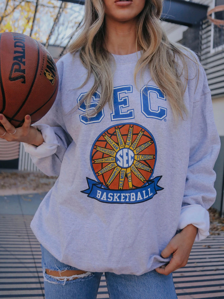 SEC Basketball Sweatshirt Clothing Peacocks & Pearls Grey S 
