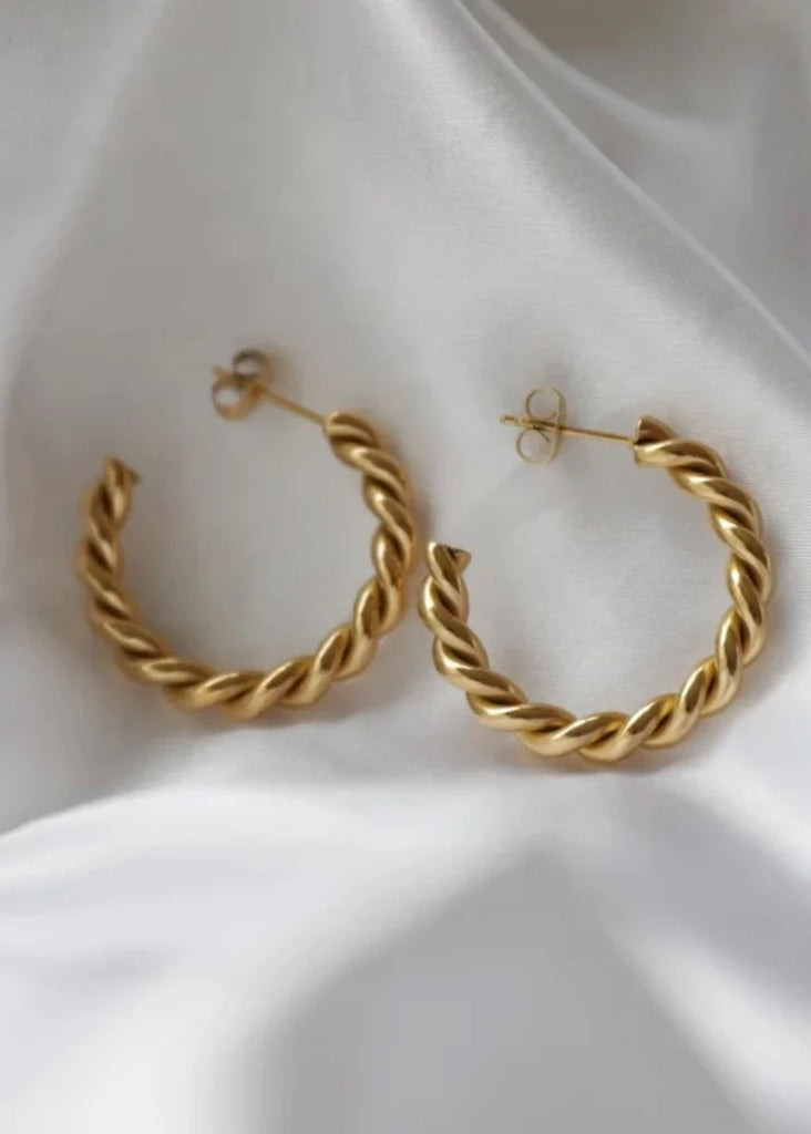 Gold Medium Twist Hoops Jewelry Chan Sutt Pearls