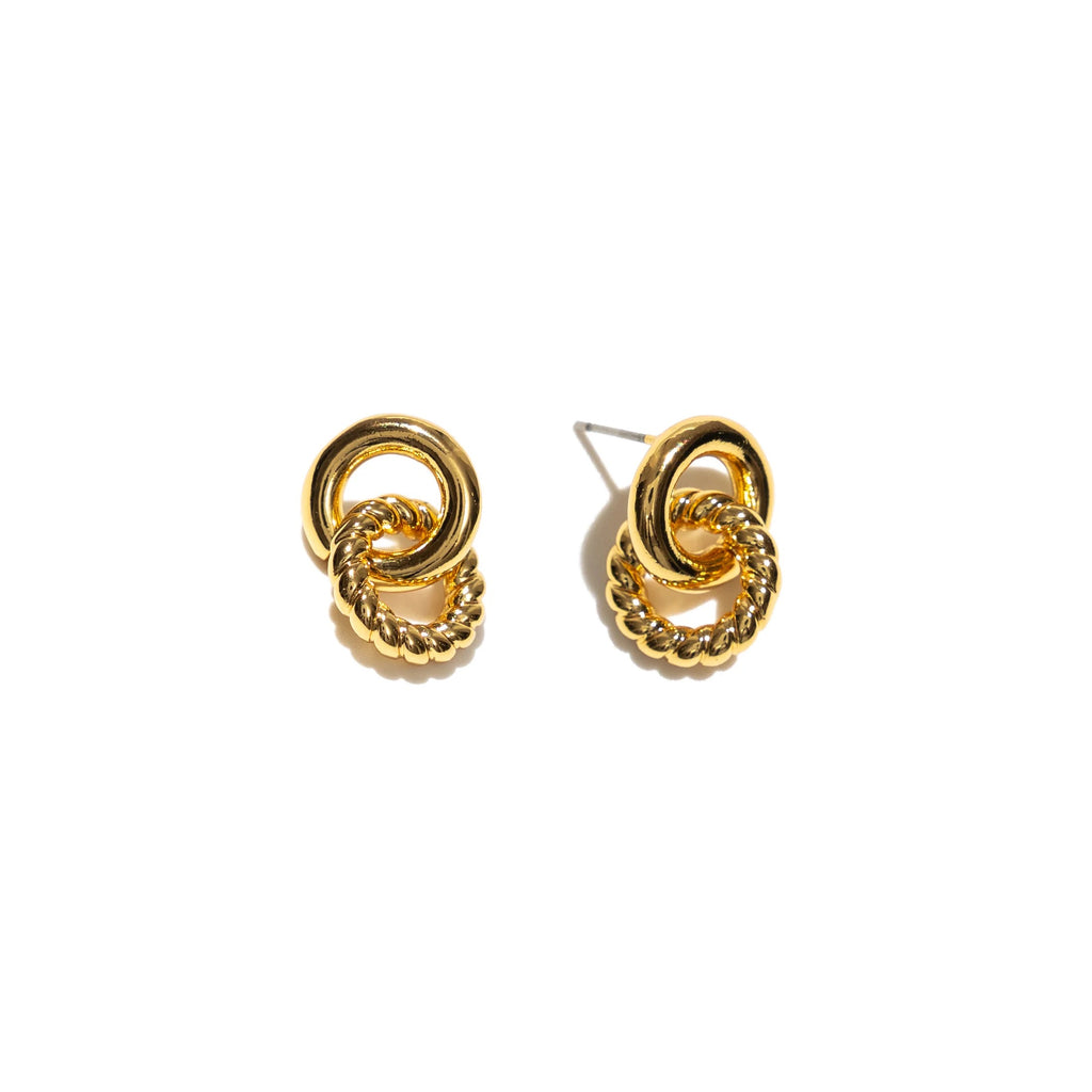 18K Gold Smooth and Twist Studs Jewelry Brenda Grands