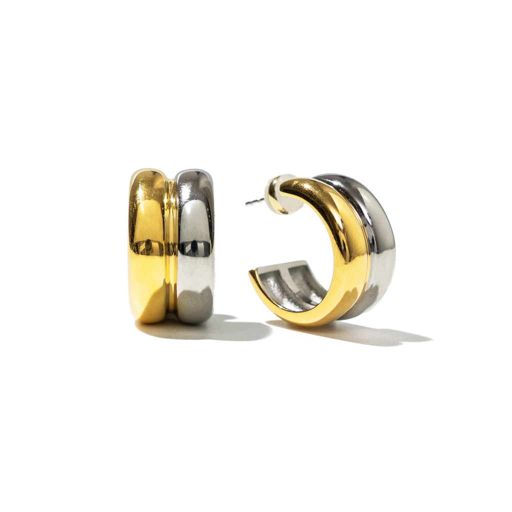 Waterproof Twin-Tone Hoops Jewelry Brenda Grands