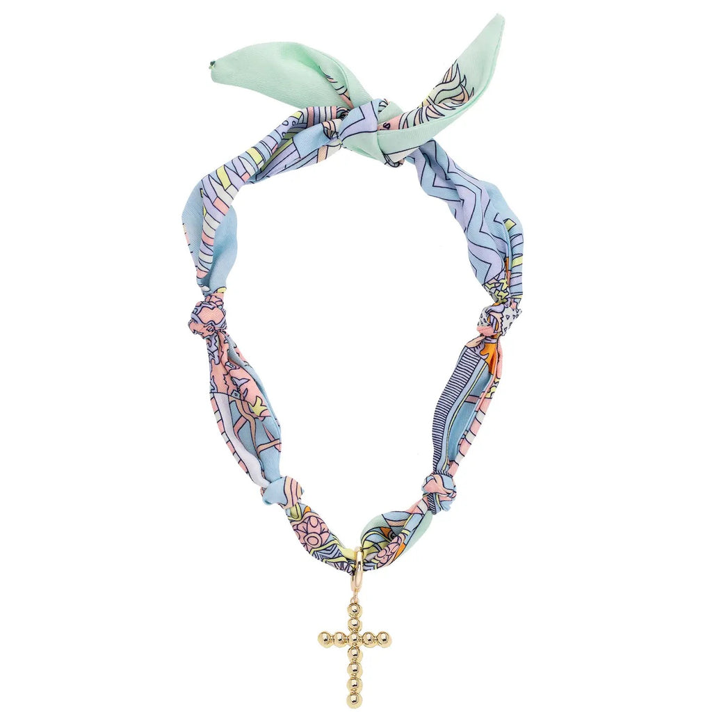 Louisa Beaded Cross Scarf Necklace Jewelry Canvas Style
