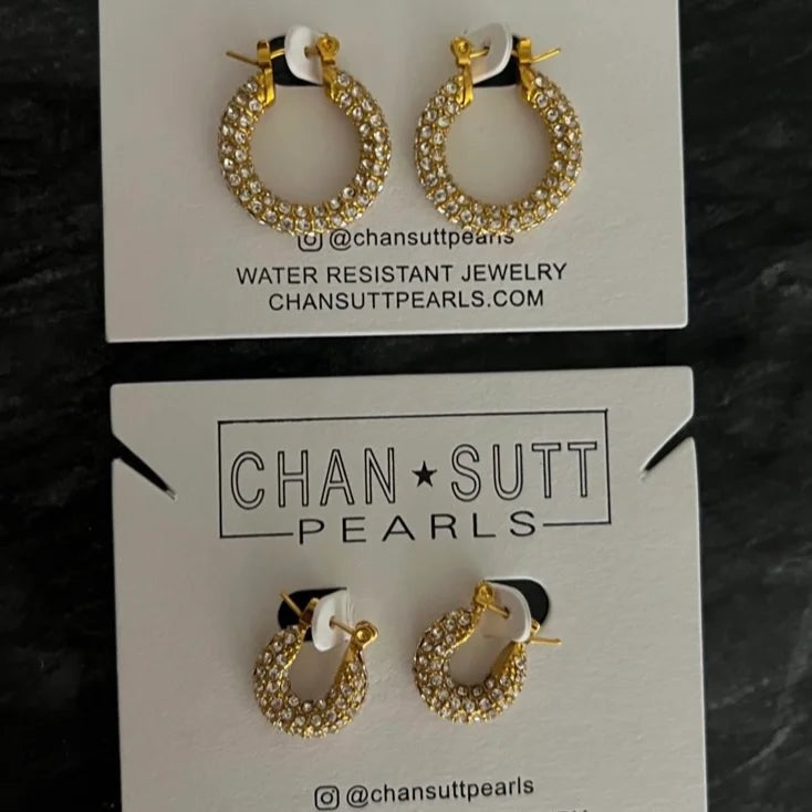 Gold Diamond Hoops|Medium Jewelry Chan Sutt Pearls