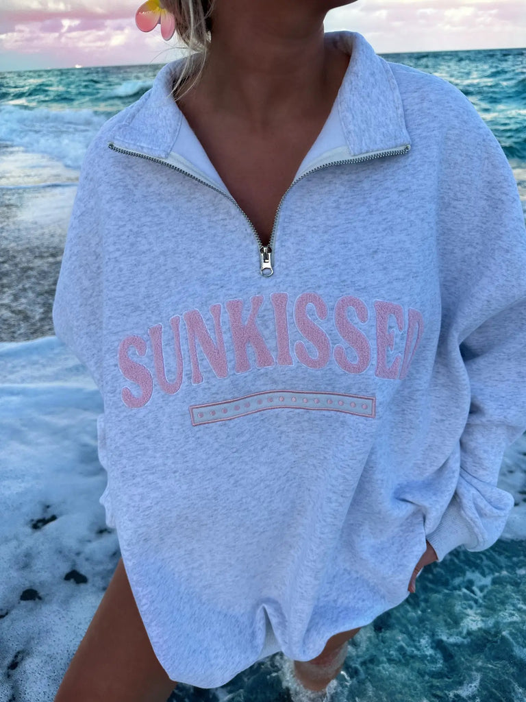Sunkissed Quarter Zip Clothing Peacocks & Pearls Heather Grey S 