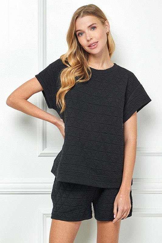 Down For It Quilted Top Clothing Peacocks & Pearls Black S 