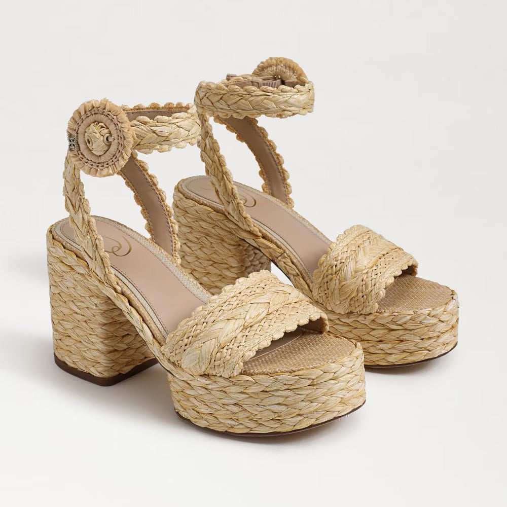 Iliana Heel Shoes Sam Edelman Braided Raffia 7.5 