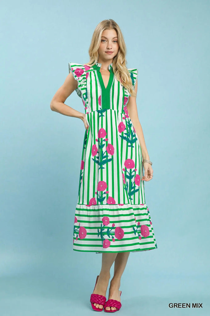 Bloom & Breeze Midi Clothing Peacocks & Pearls Green S