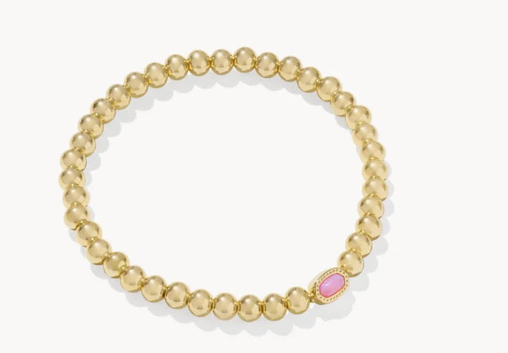 Mini Elaina Stretch Bracelet Jewelry Kendra Scott Gold Pink Opalite