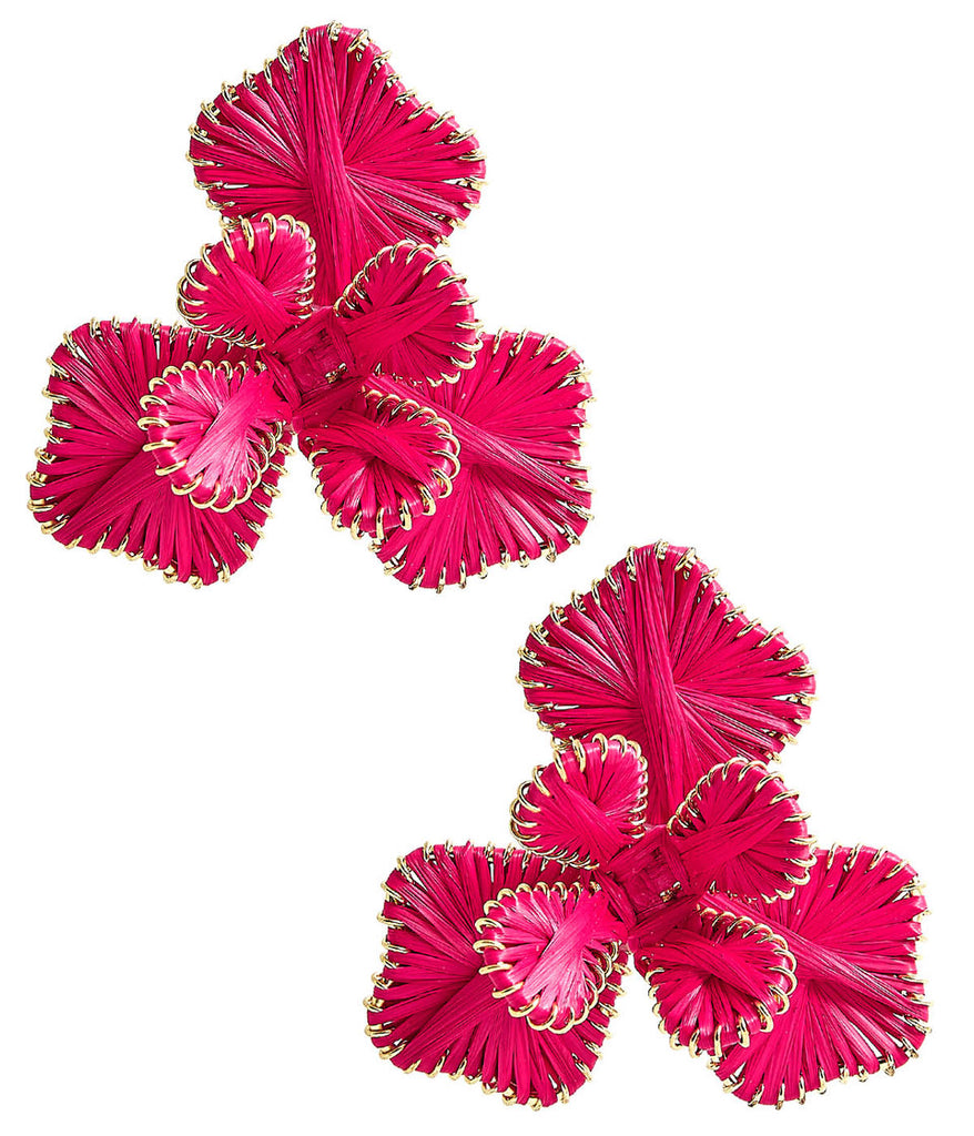 Kaia Raffia Earring Jewelry Peacocks & Pearls Hot Pink  