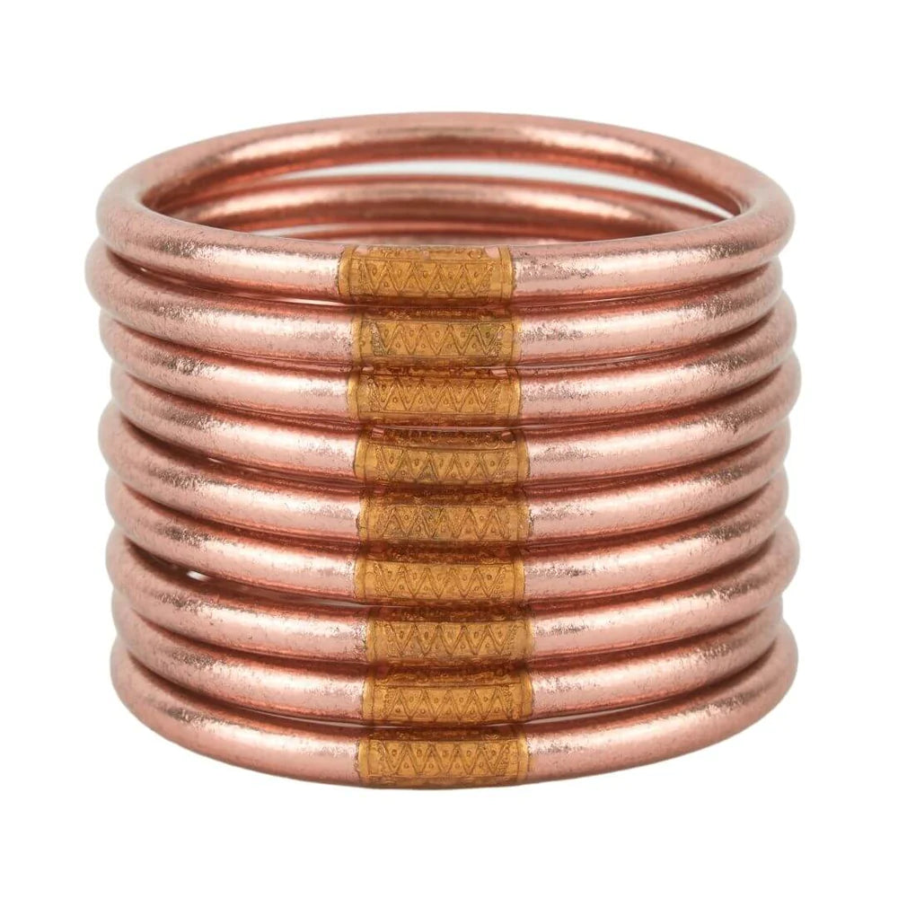 All Weather Bangles Set of 9 Jewelry BuDhaGirl Rose Gold S 