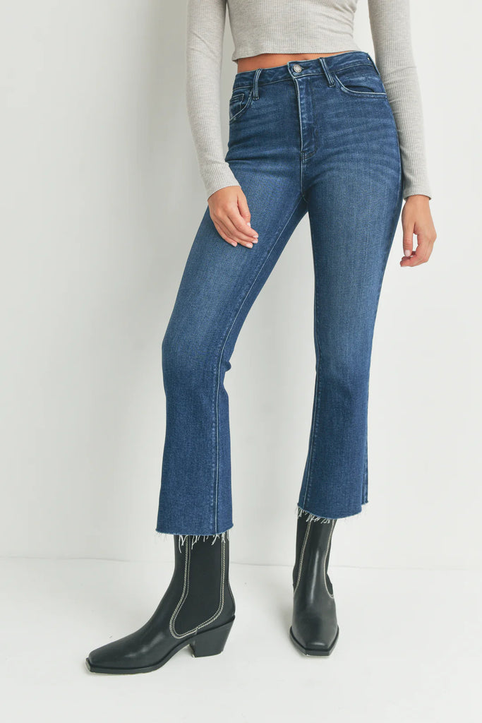 The Cropped Demi Flare Clothing Peacocks & Pearls Dark Denim 24 