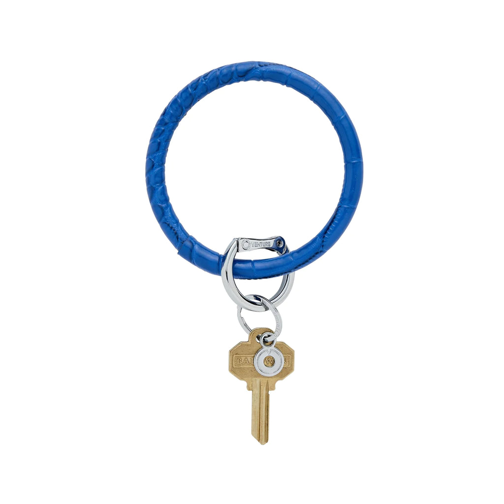 Leather Big O Key Ring Accessories Peacocks & Pearls Sapphire Croc-Embossed  