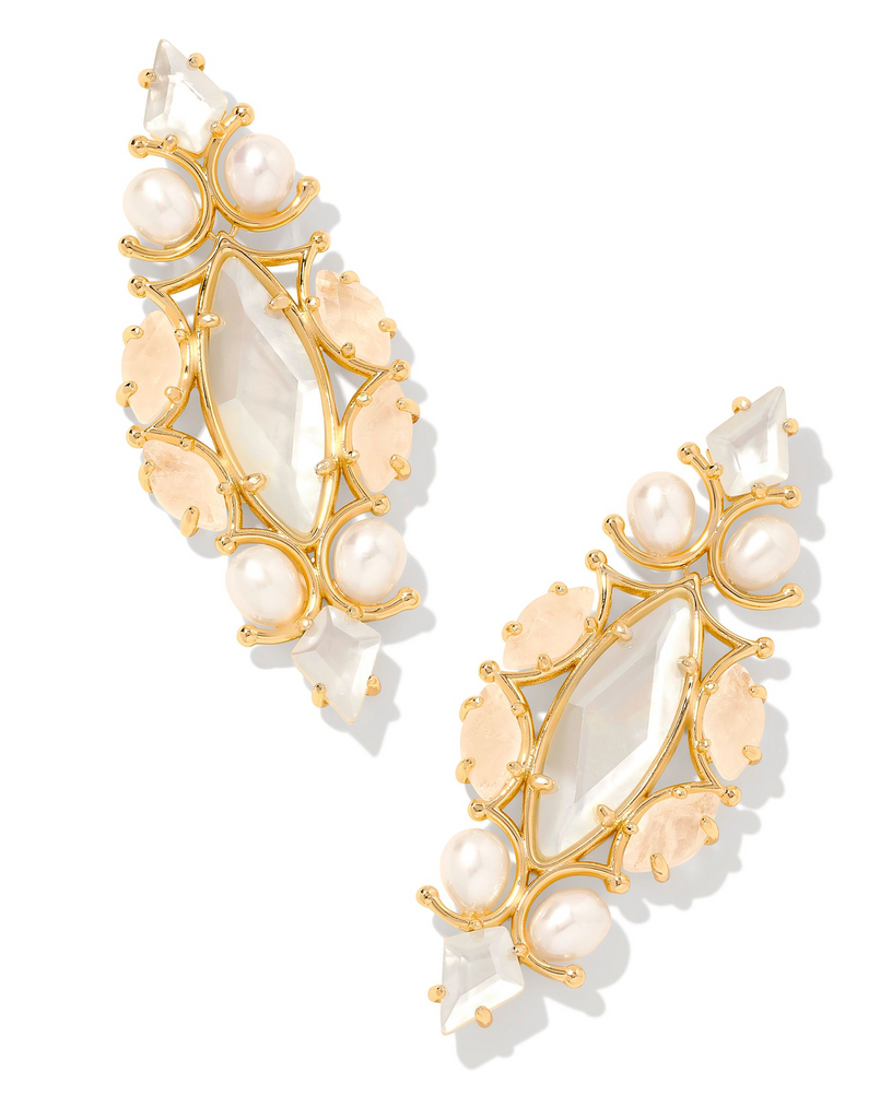 Genevieve Statement Earrings Jewelry Kendra Scott Gold Ivory Mix  