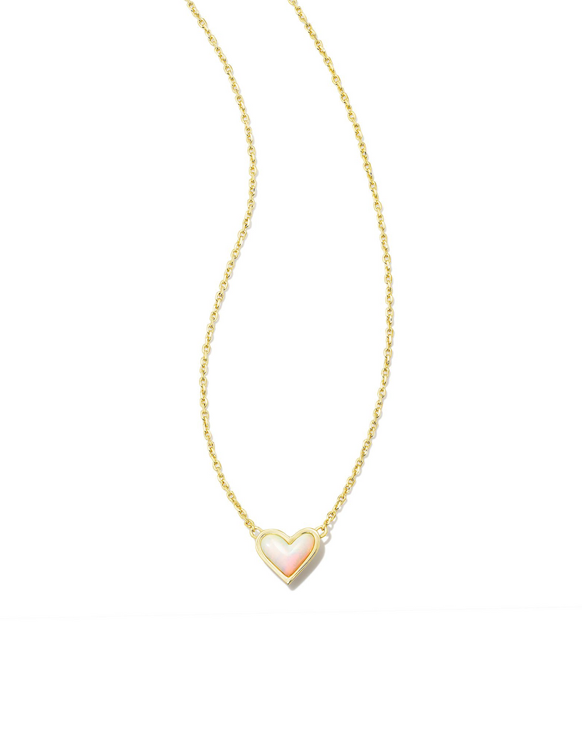Framed Ari Heart Pendant Jewelry Kendra Scott Gold White Opalescent Resin  