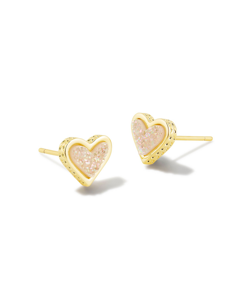 Framed Ari Heart Studs Jewelry Kendra Scott Gold Iridescent Drusy  
