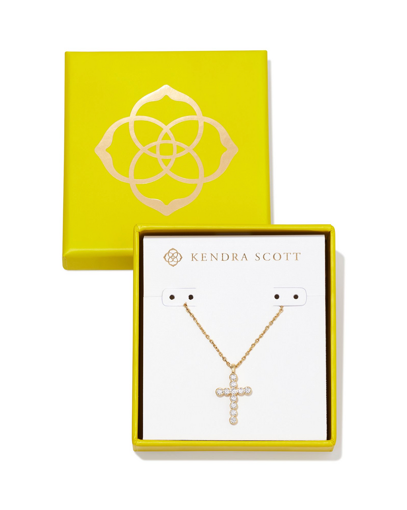 Gift Boxed Cross Crystal Pendant Jewelry Kendra Scott Gold Crystal  
