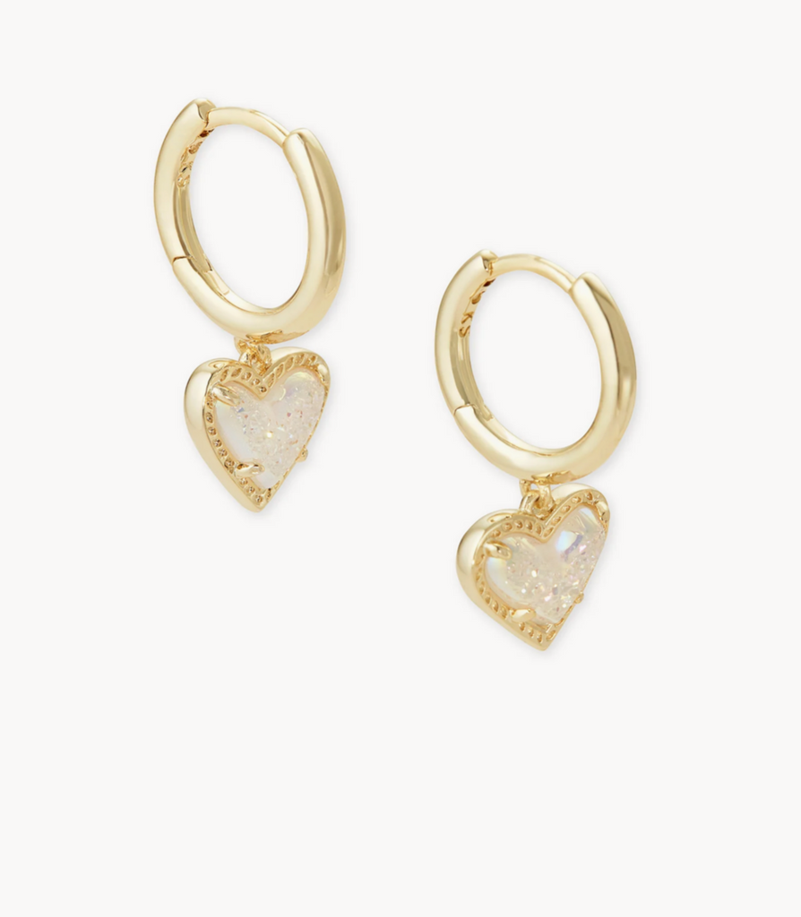 Ari Heart Huggie Jewelry Kendra Scott Gold Iridescent Drusy  