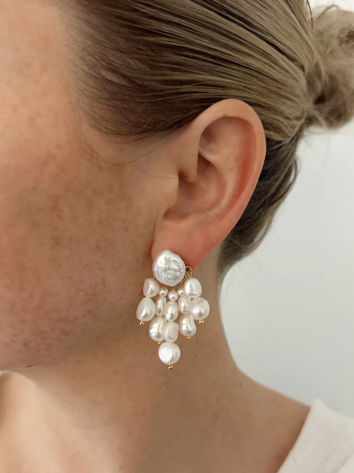 14k Yellow Gold Freshwater Pearl Earrings Post and Omega Clip Earrings -  Ruby Lane
