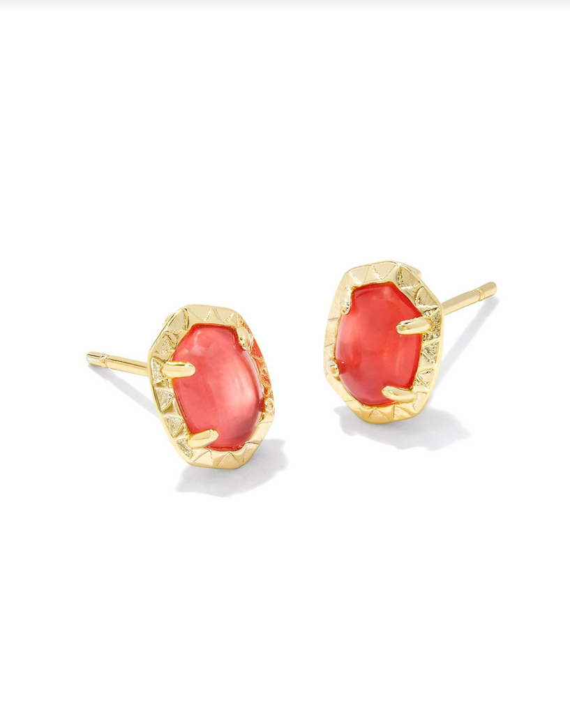 Daphne Stud Jewelry Kendra Scott Gold Coral Pink Mother of Pearl  