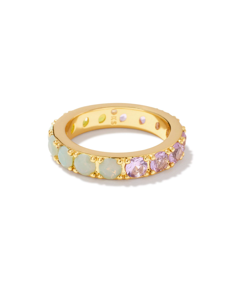Chandler Band Ring Jewelry Kendra Scott Gold Green/Lilac Mix 6 