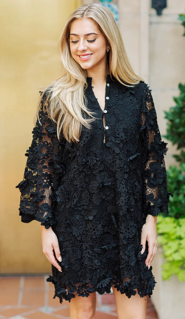 The Seraphina Lace Dress Clothing Peacocks & Pearls Black XS 
