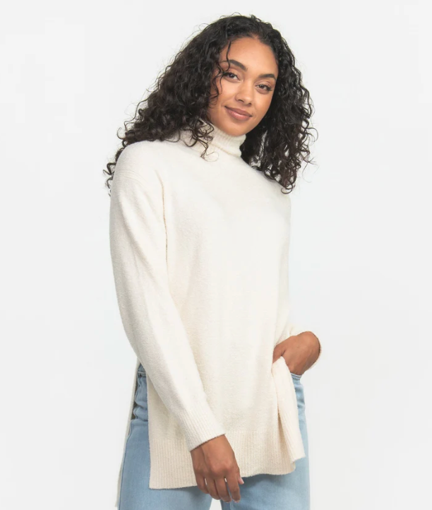 Dreamluxe Notched Sweater Clothing Peacocks & Pearls   