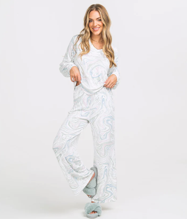 Wildest Dreams Pajama Set Clothing Peacocks & Pearls Top Nebula XS
