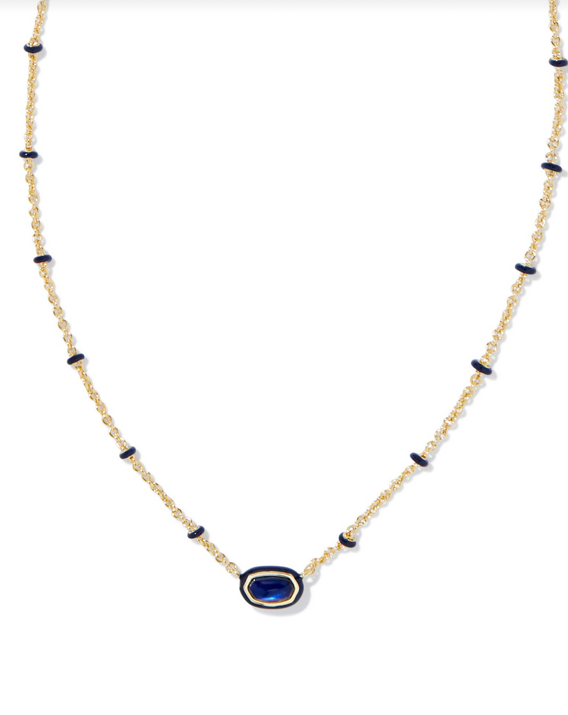Mini Elisa Enamel Frame Pendant Jewelry Kendra Scott Gold Navy Mother of Pearl  