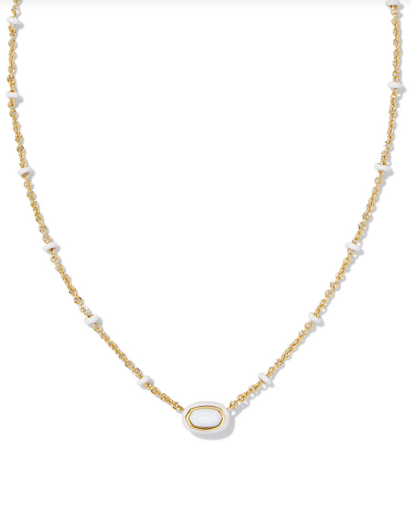 Mini Elisa Enamel Frame Pendant Jewelry Kendra Scott Gold White Mother of Pearl  