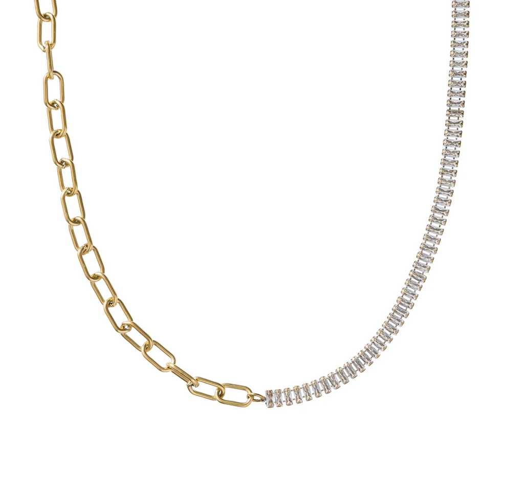 Tennis and Paper Clip Choker Jewelry Peacocks & Pearls Gold  