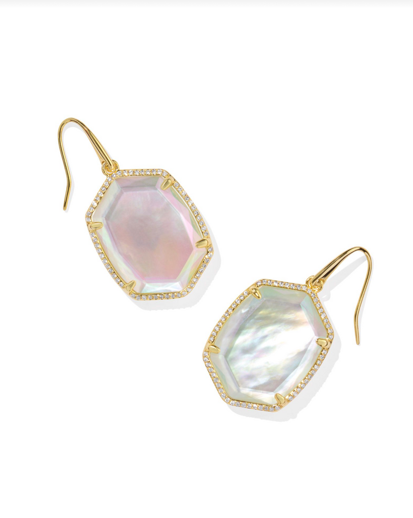 Daphne Pave Frame Earrings Jewelry Kendra Scott Gold Iridescent Ivory Illusion  