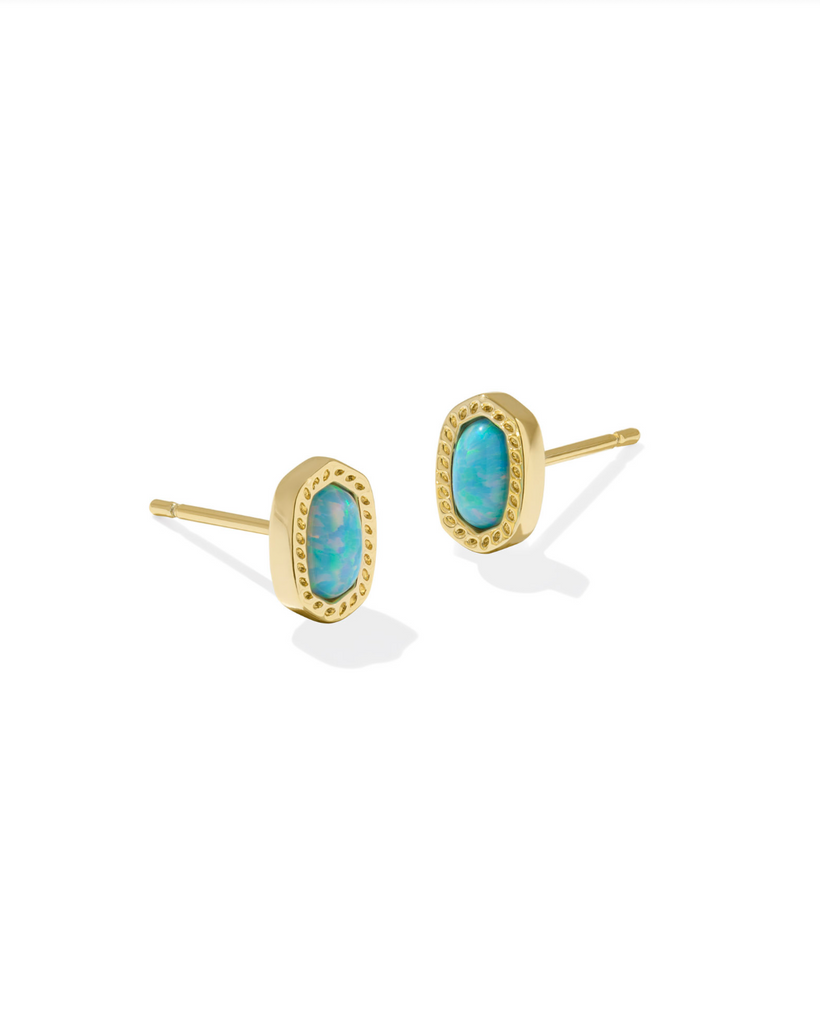 Mini Ellie Stud Jewelry Kendra Scott Gold Light Teal Opal