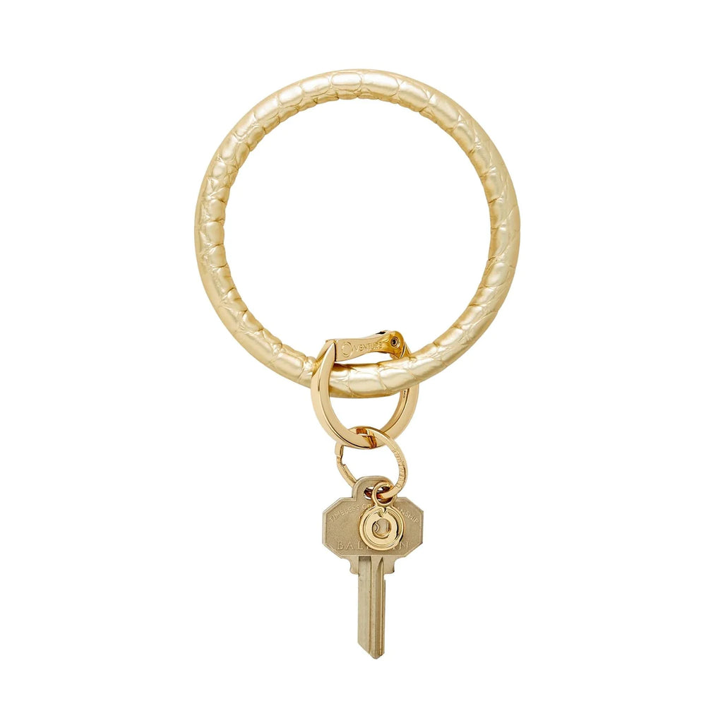 Leather Big O Key Ring Accessories Peacocks & Pearls Gold Rush Croc-Embrossed  