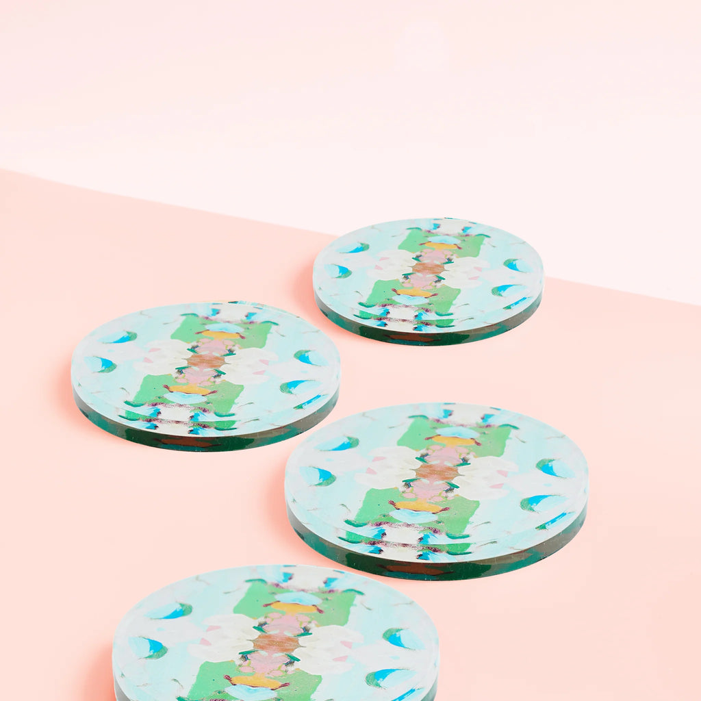 Monets Garden Coasters (set of 2) Home Peacocks & Pearls Green  