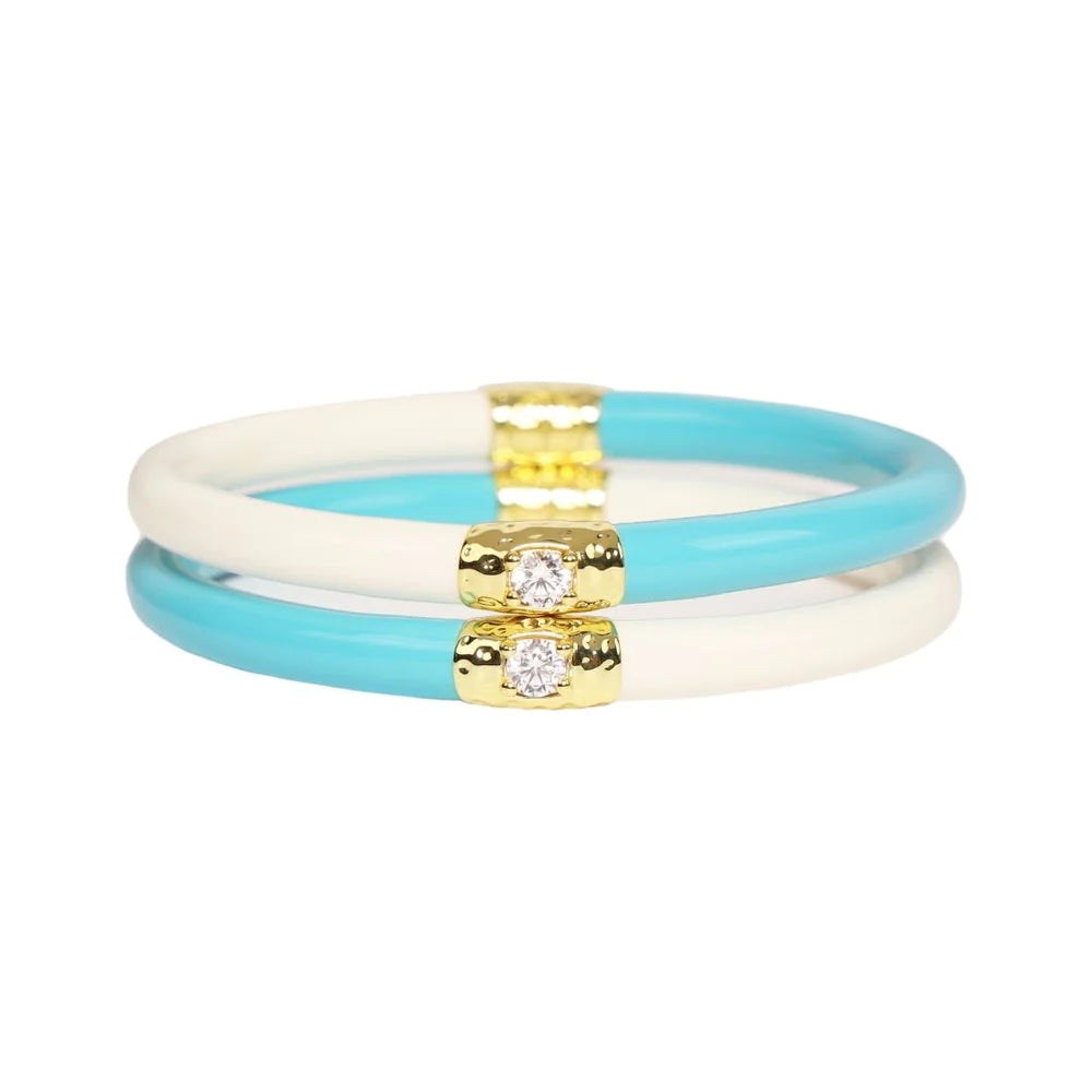 Yin Yang All Weather Bangle Jewelry BuDhaGirl Turquoise & Ivory S 