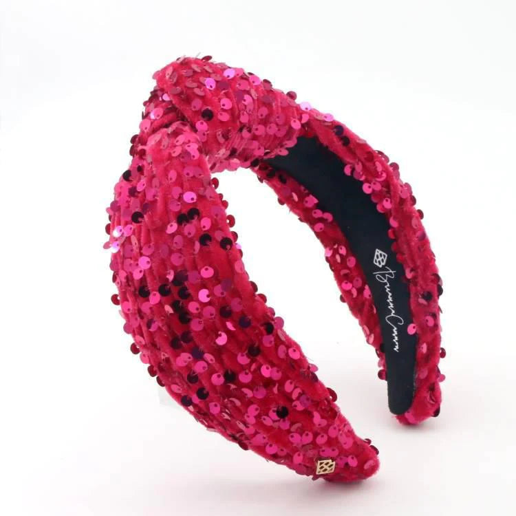 Pink Sequin Knotted Headband Accessories Brianna Cannon Pink Adult 