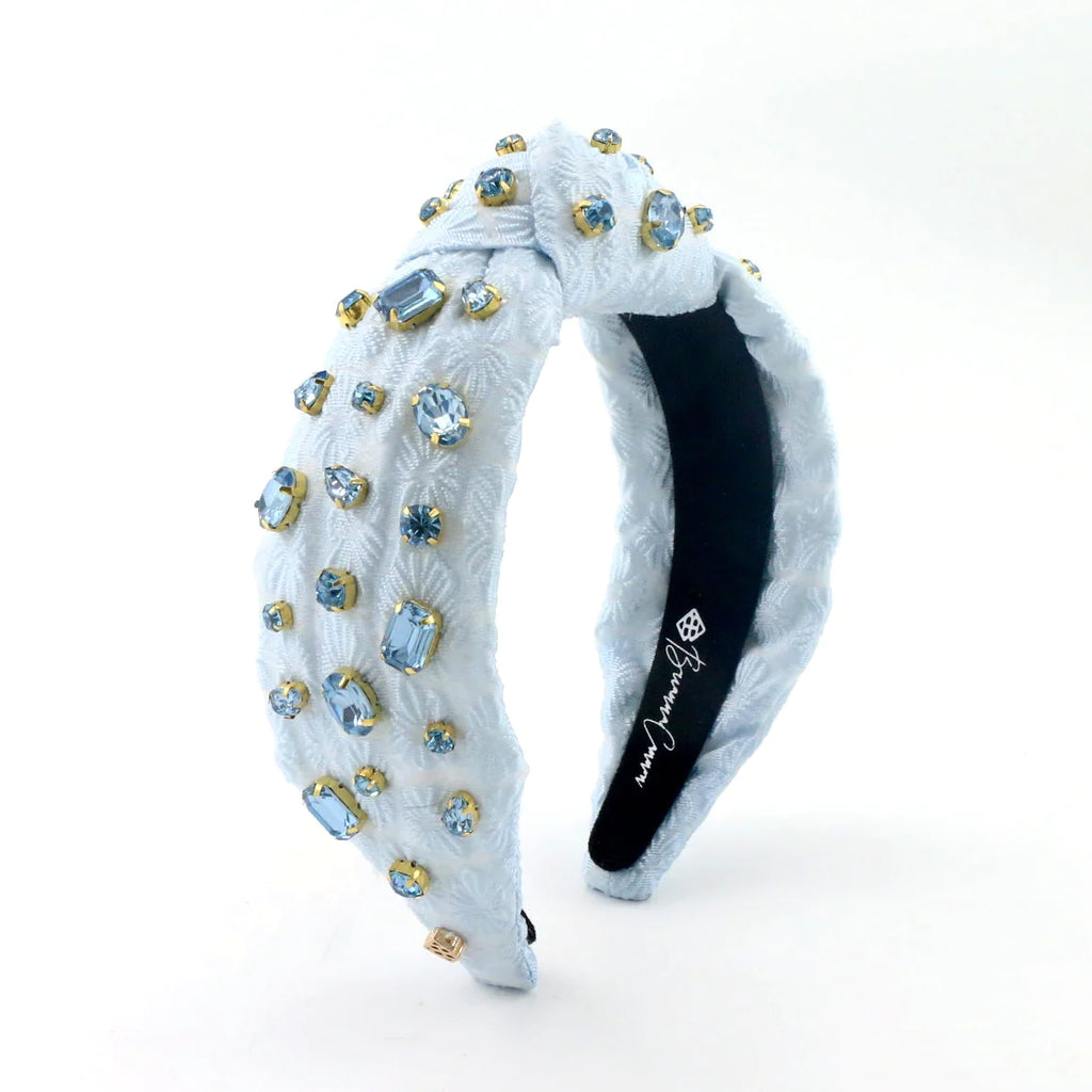 Textured Headband With Crystals Accessories Brianna Cannon Blue  