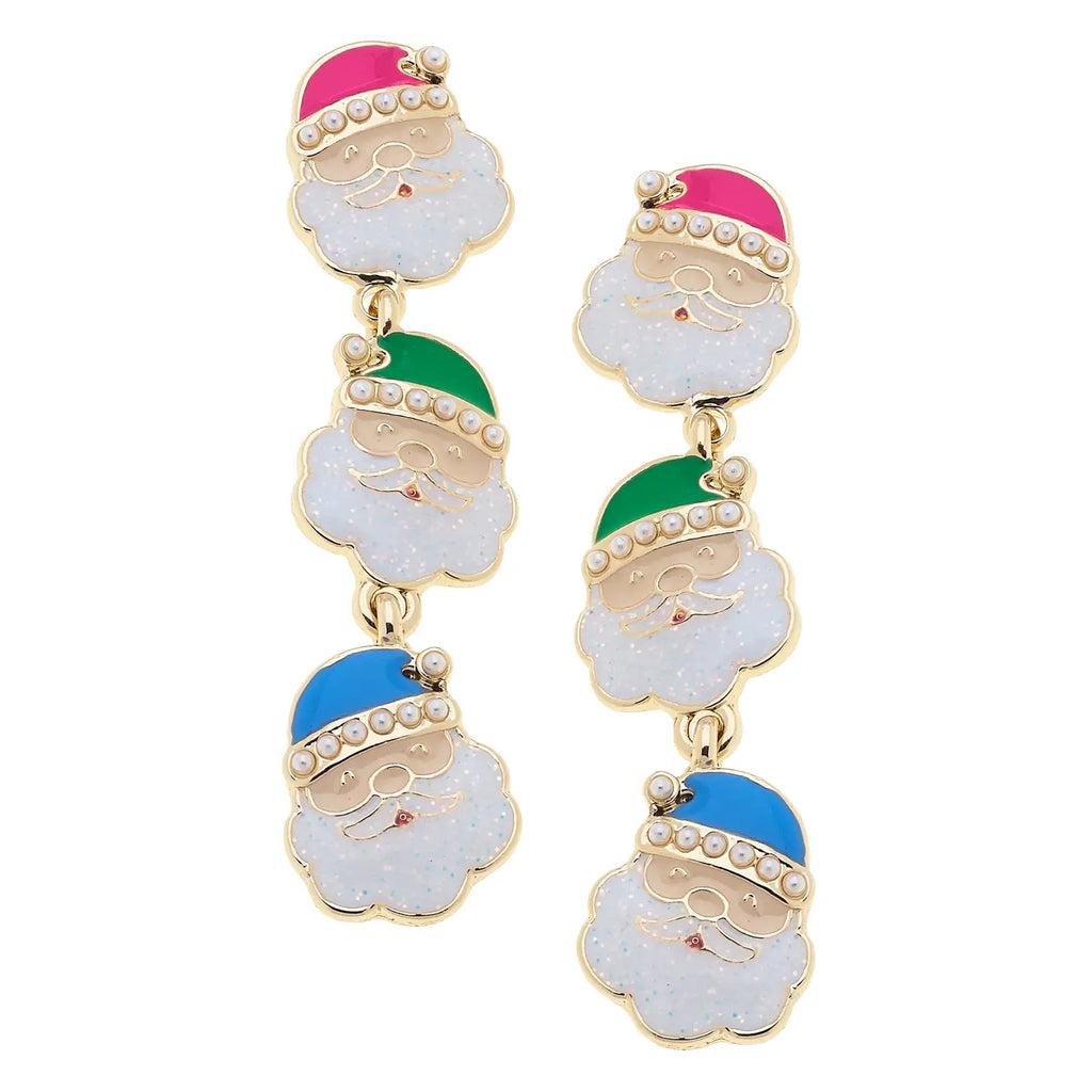 Pearl Studded Santa Face Earring Jewelry Peacocks & Pearls