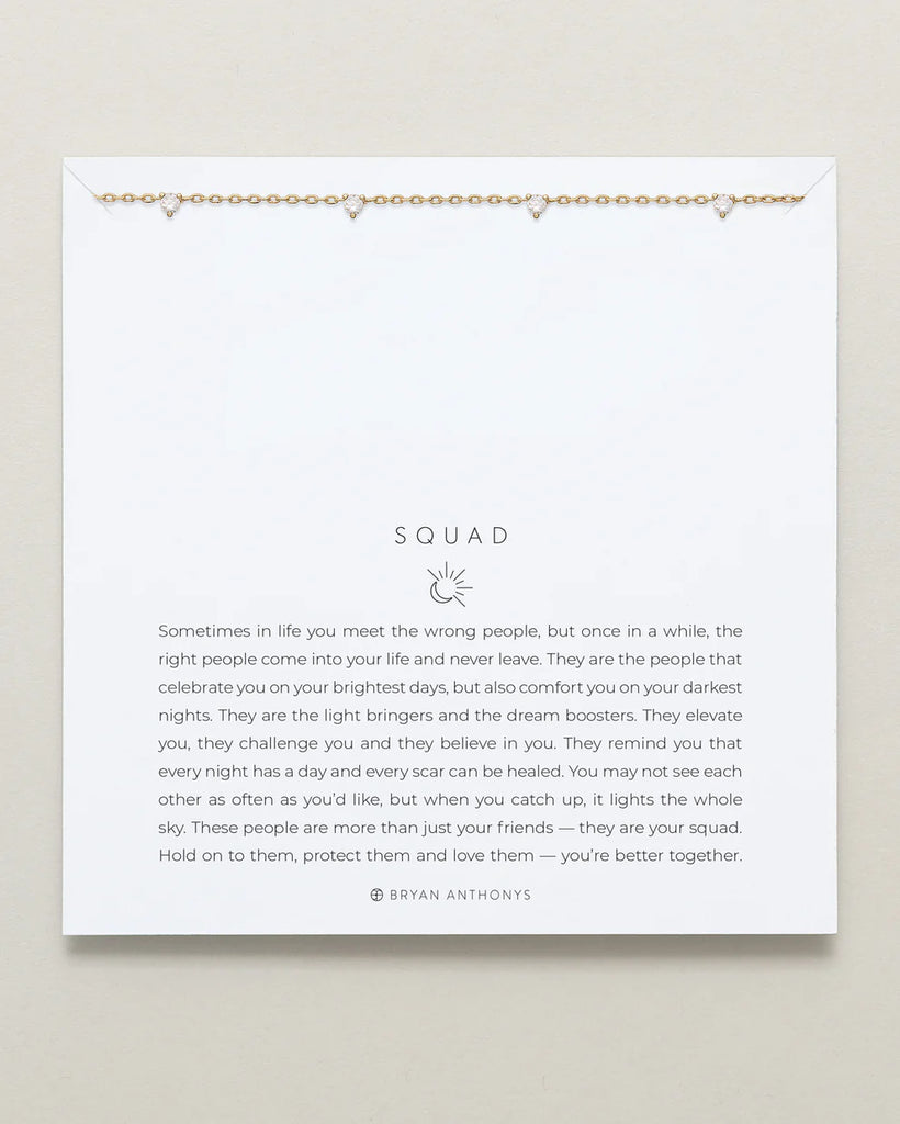 Squad Crystal Necklace Jewelry Bryan Anthony's Gold  