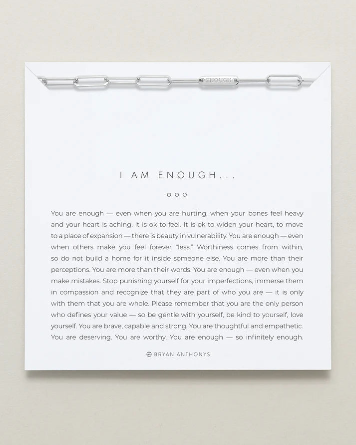 I Am Enough Necklace Jewelry Bryan Anthony's Silver  
