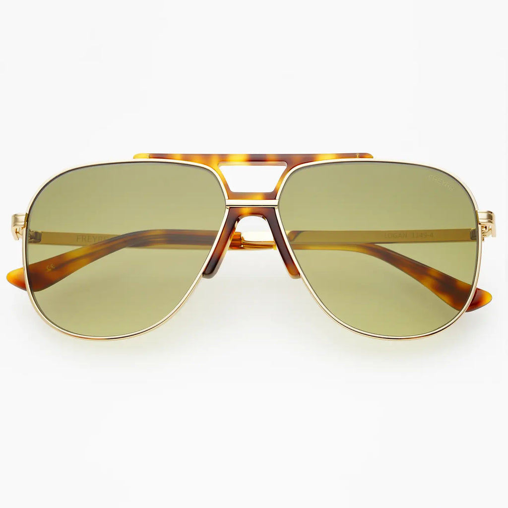 Logan Aviator Sunglasses Accessories Freyrs Gold/Fade Green