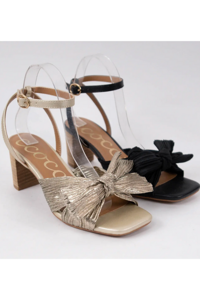 Cara Pleated Bow Heel Shoes Peacocks & Pearls Bronze 6 